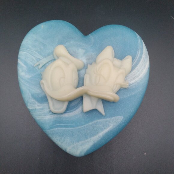 Vintage Genuine Incolay Blue Stone Disney Trinket Box, Donald and Daisy Duck - Picture 3 of 4
